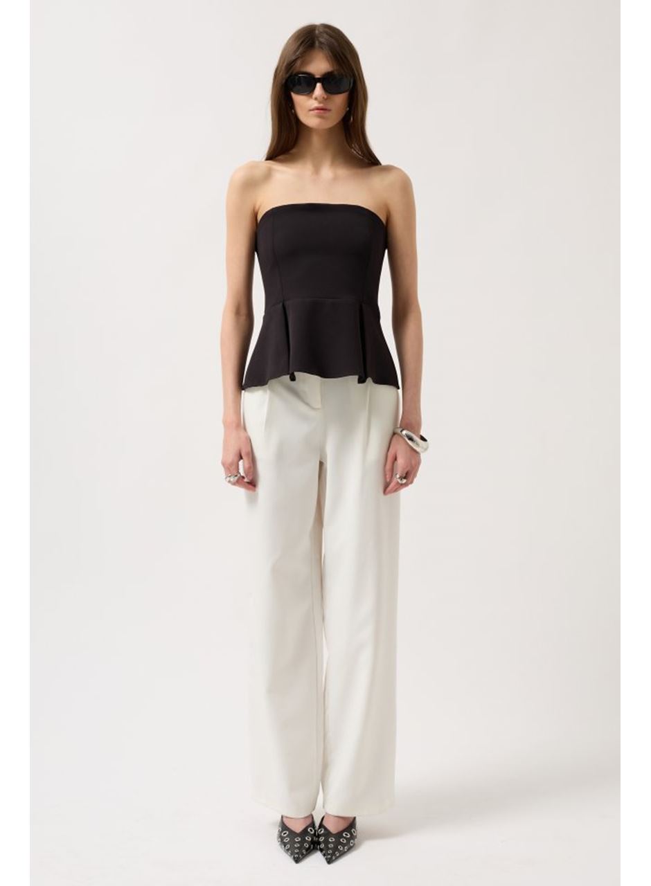 Pileli Straplez Bluz