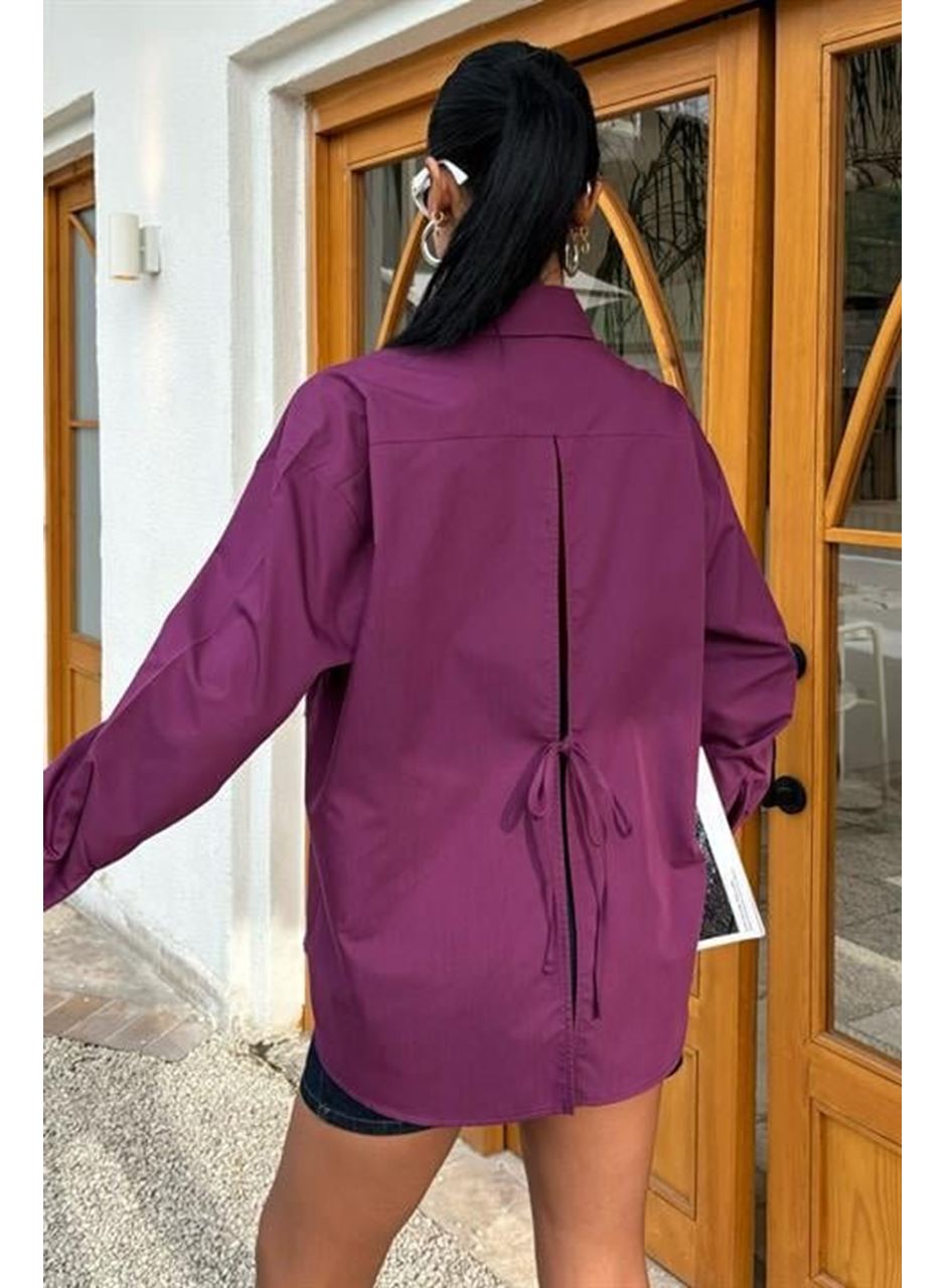 Süzine Cepli Arkası Yırtmaçlı Oversize Gömlek 3420