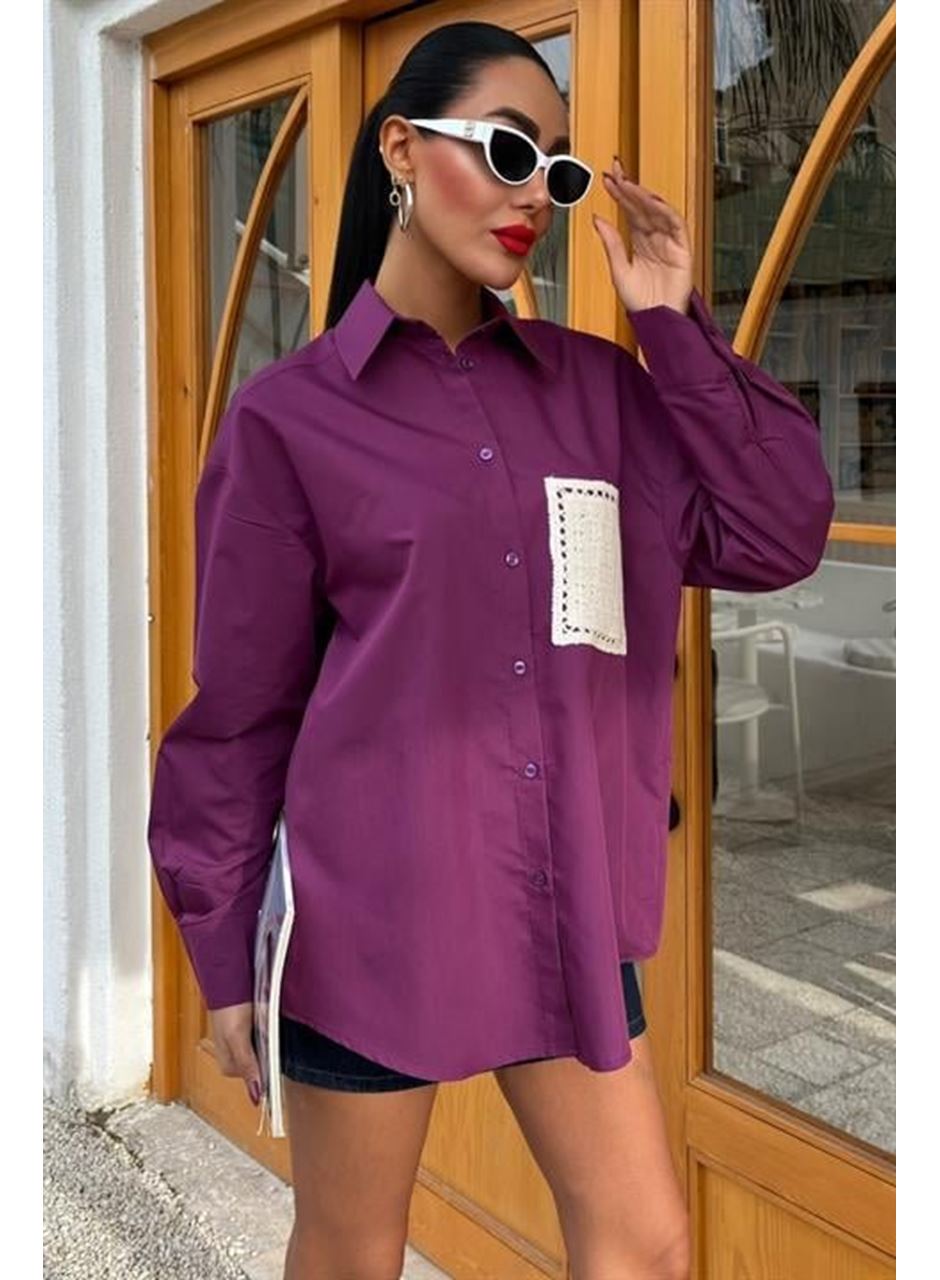 Süzine Cepli Arkası Yırtmaçlı Oversize Gömlek 3420
