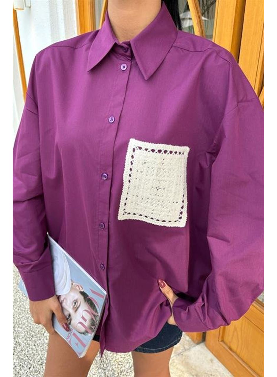 Süzine Cepli Arkası Yırtmaçlı Oversize Gömlek 3420