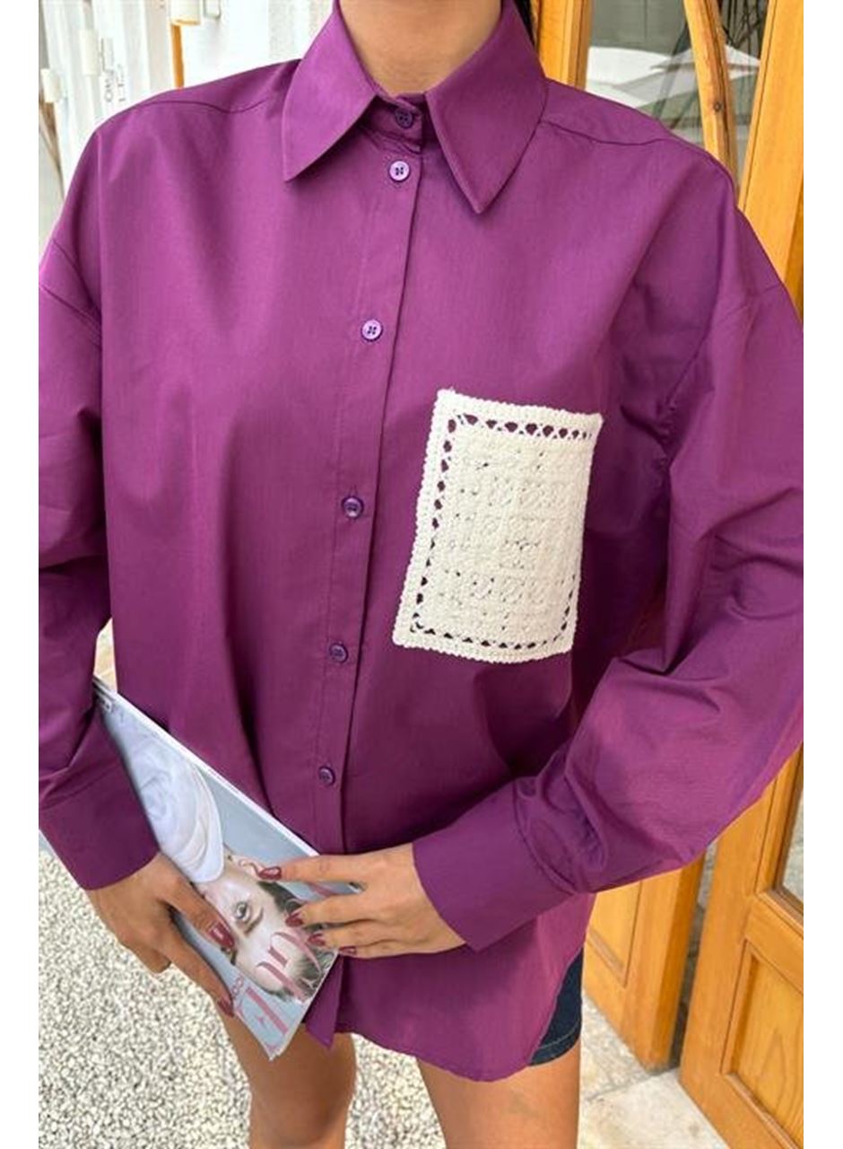 Süzine Cepli Arkası Yırtmaçlı Oversize Gömlek 3420