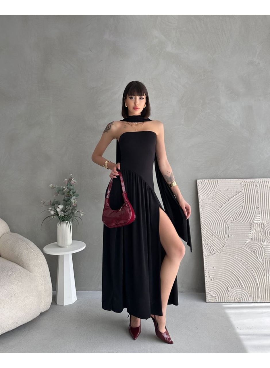 Kadınboğaz Kolsuz Maxi Boy Kalem Elbise