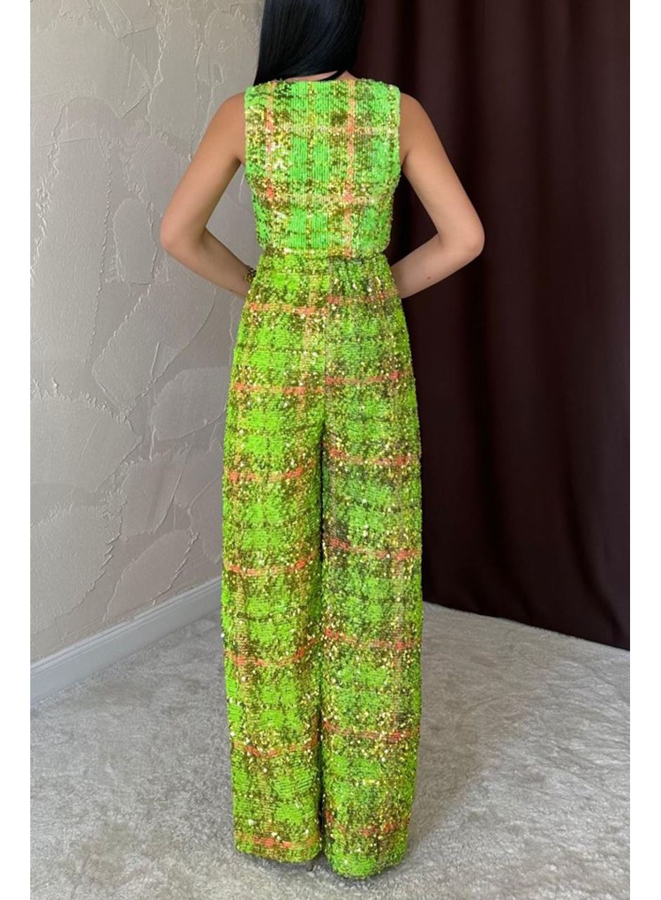 Yeşil Pullu Yelek Ve Pantolon Takım