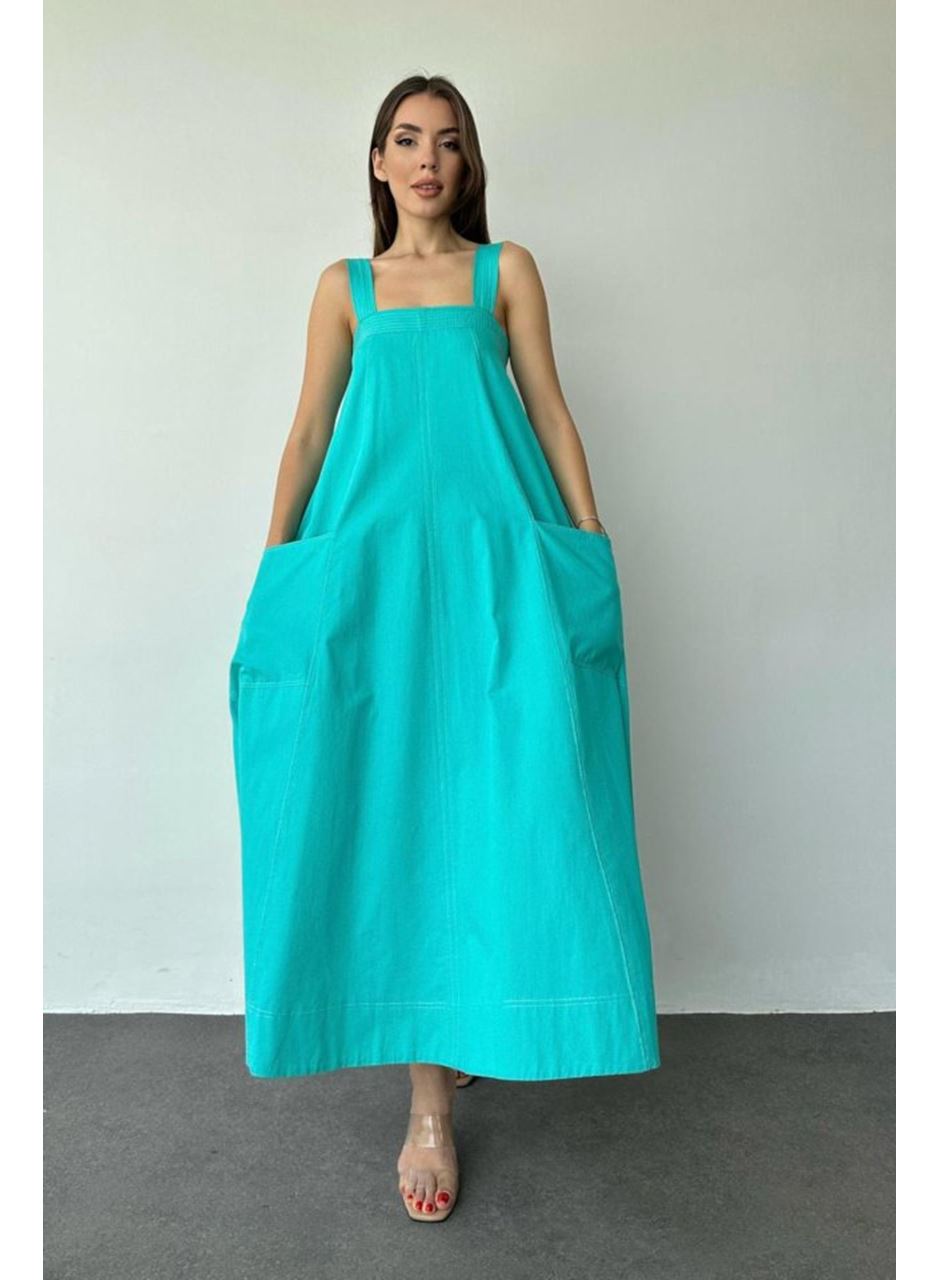 Mint Askılı Cepli Elbise