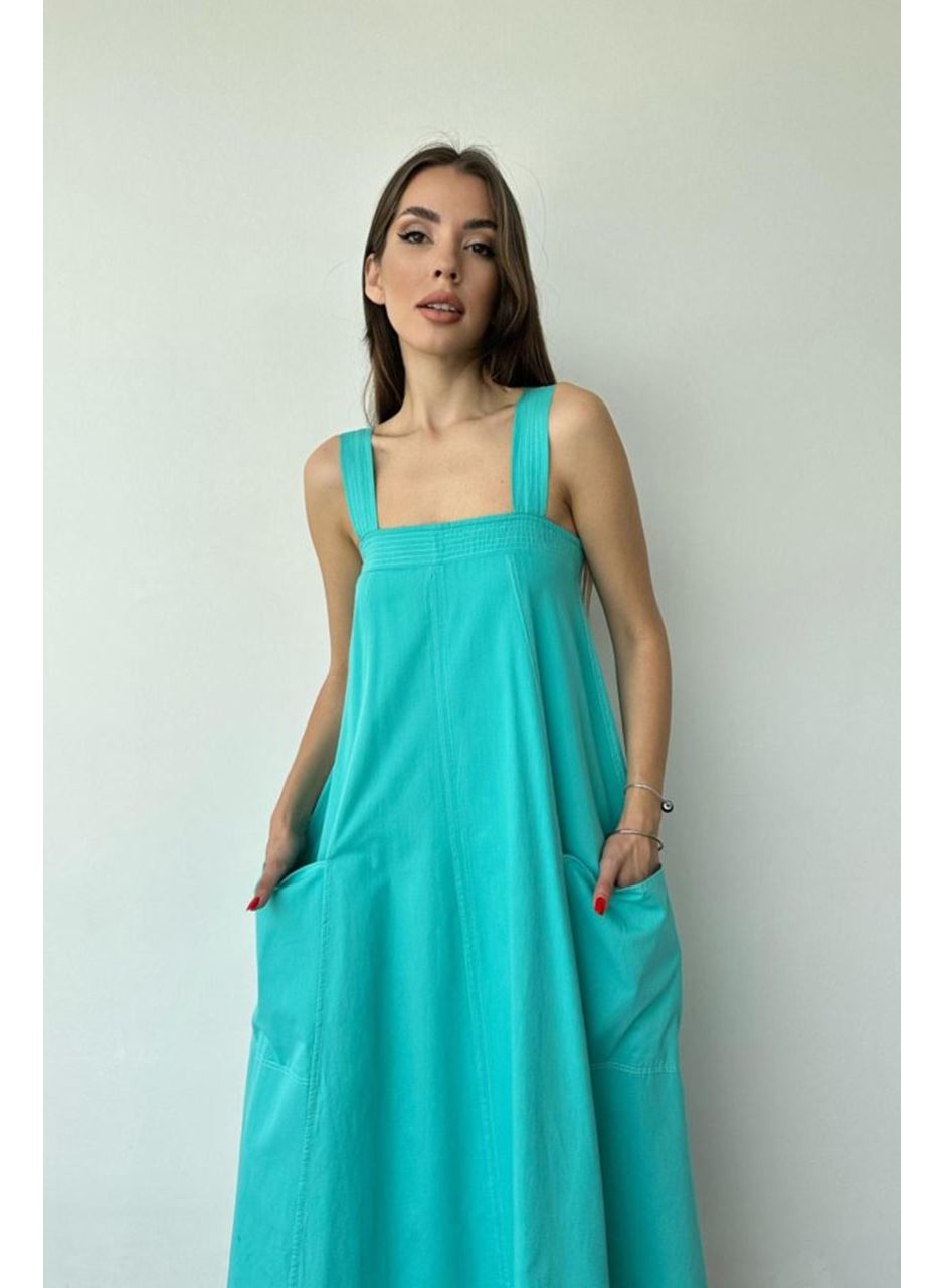 Mint Askılı Cepli Elbise