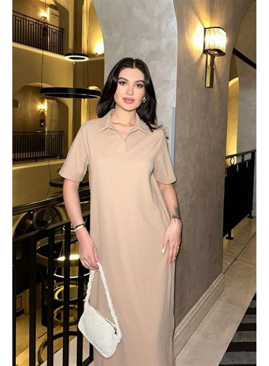 Manque Polo Yaka Yırtmaçlı Elbise 2689-8