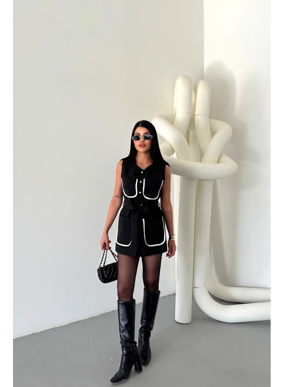 BÜYÜK CEP BİYE DETAYLIYELEK - Siyah