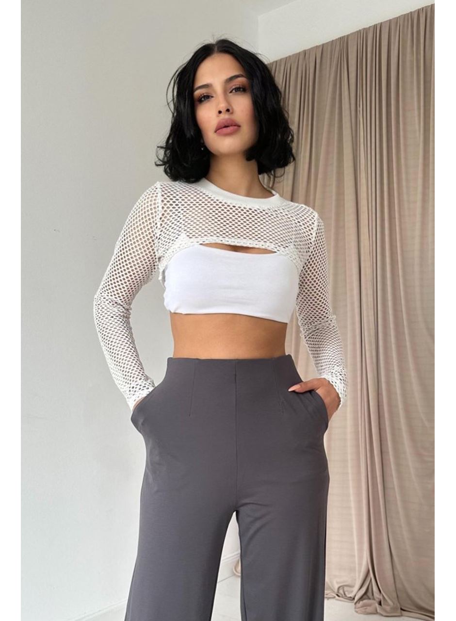 Füme Pensli Lastik Detaylı Pantolon