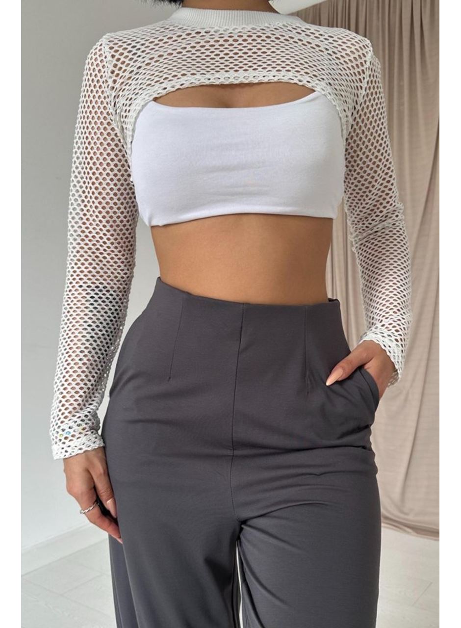 Füme Pensli Lastik Detaylı Pantolon