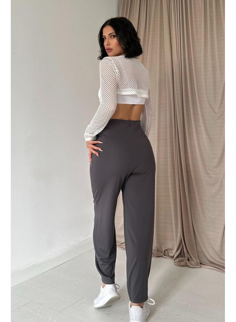 Füme Pensli Lastik Detaylı Pantolon