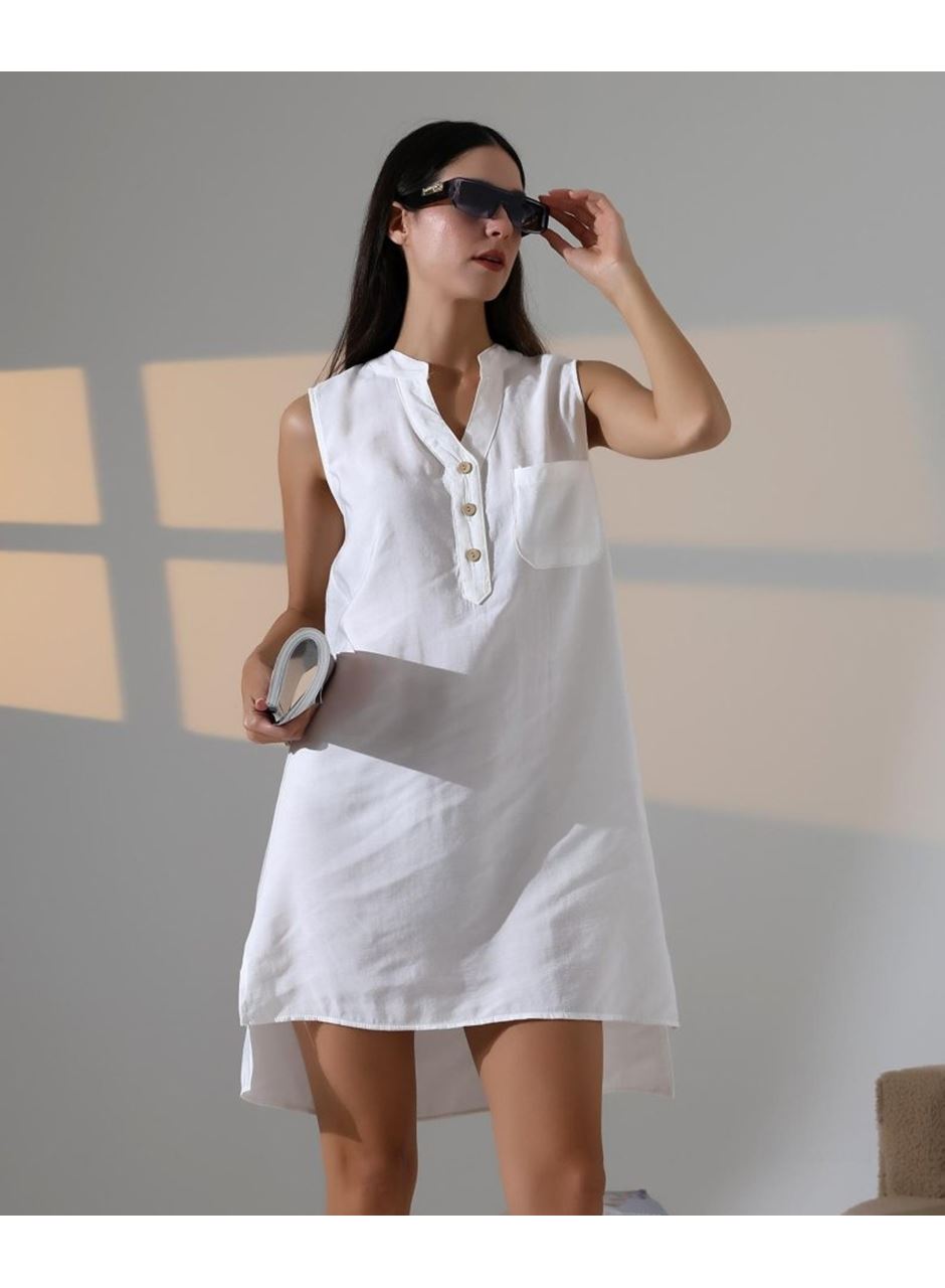 Düğme Detaylı Mini Elbise