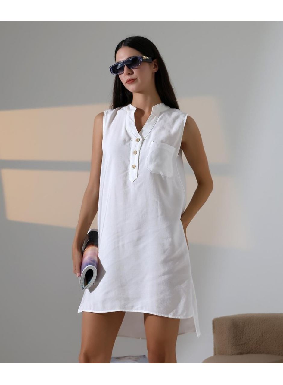 Düğme Detaylı Mini Elbise