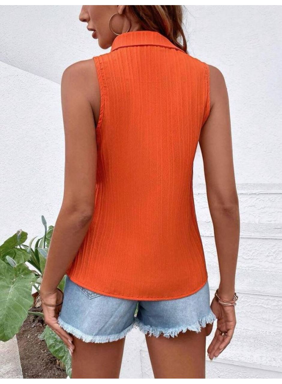 Kadın Sıfır Kol Pamela Kumaş Gömlek