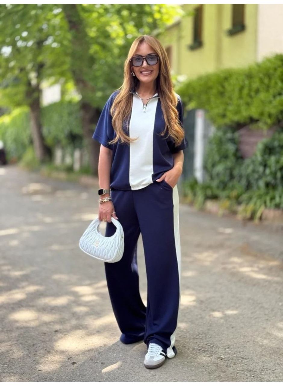 Kadın Modal Kumaş Yakası Fermuarlı şerit Detaylı Takım