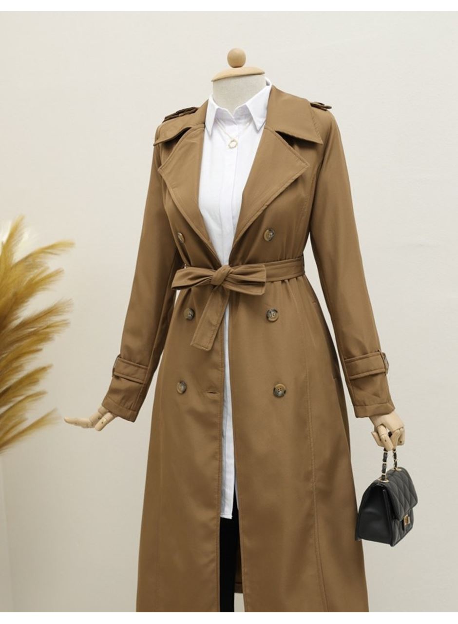 Astarlı Kemerli Trenckot -Taba