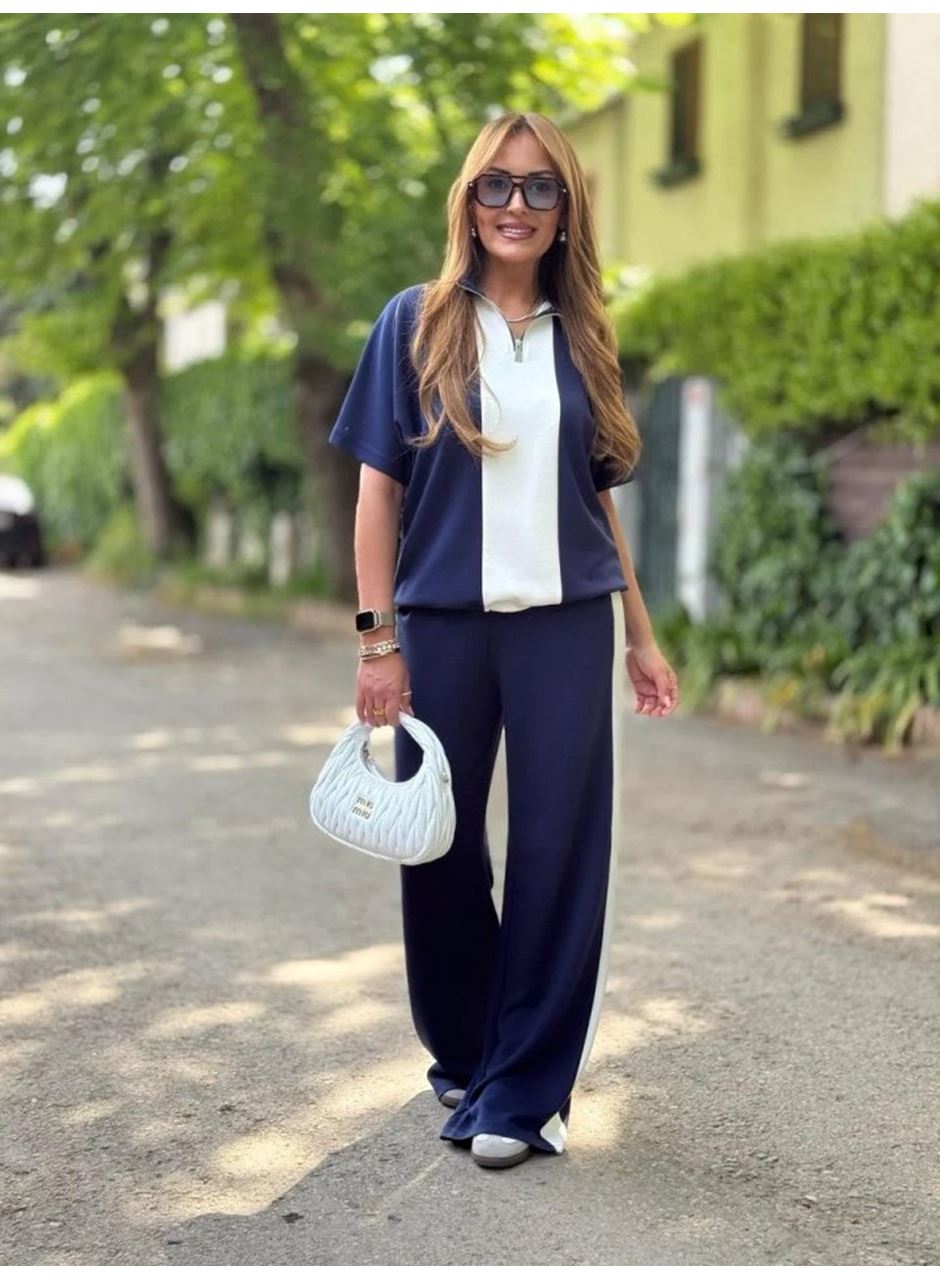 Kadın Modal Kumaş Yakası Fermuarlı şerit Detaylı Takım