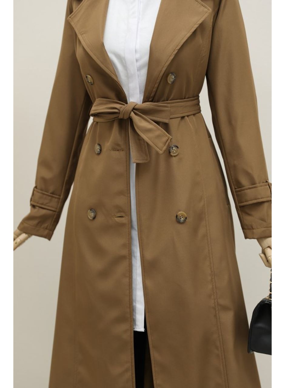 Astarlı Kemerli Trenckot -Taba