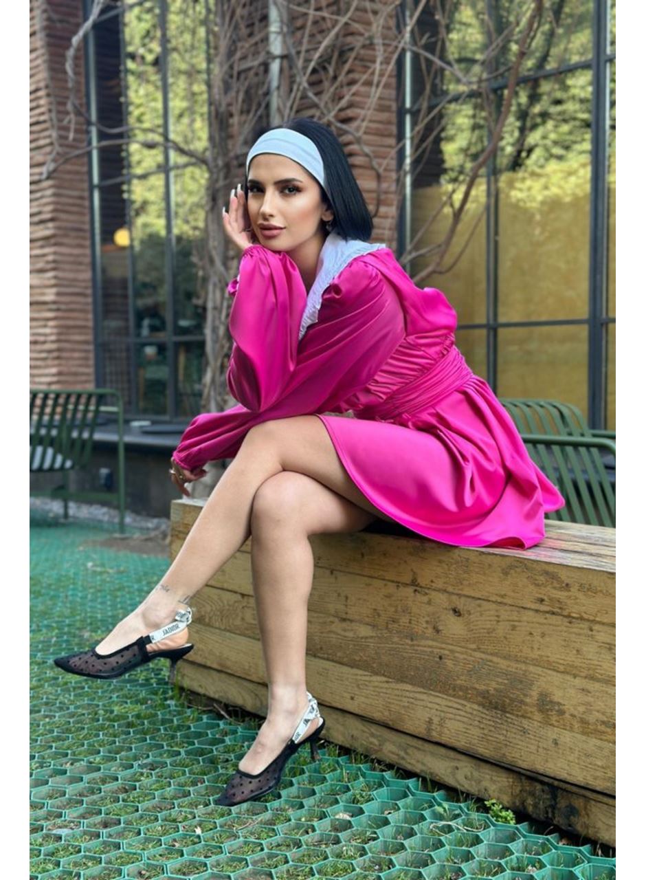 Fuşya Bebe Yakalı Elbise