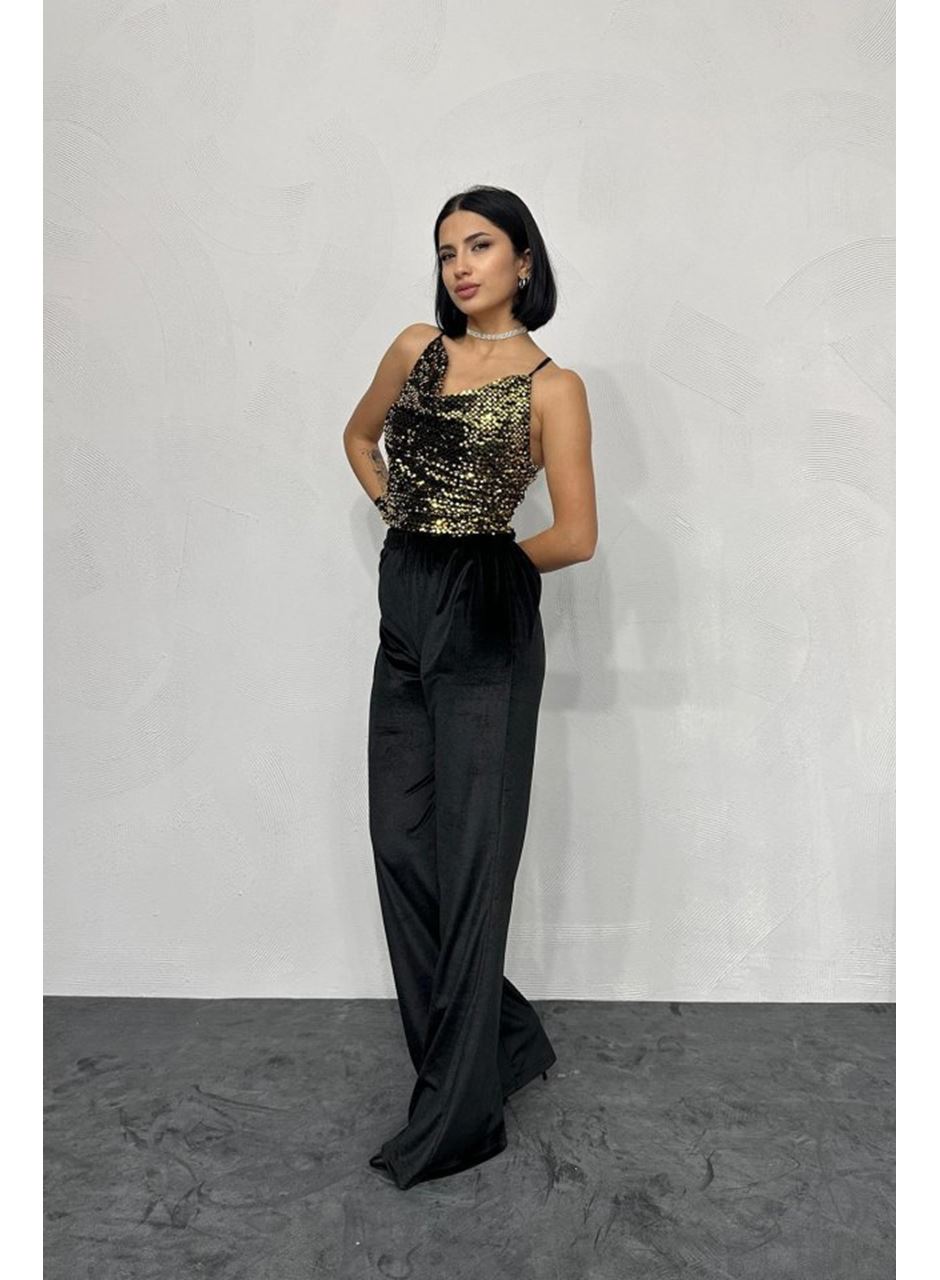 Gold Askılı Degaje Bluz