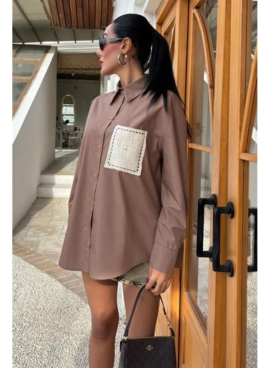 Süzine Cepli Arkası Yırtmaçlı Oversize Gömlek 3420