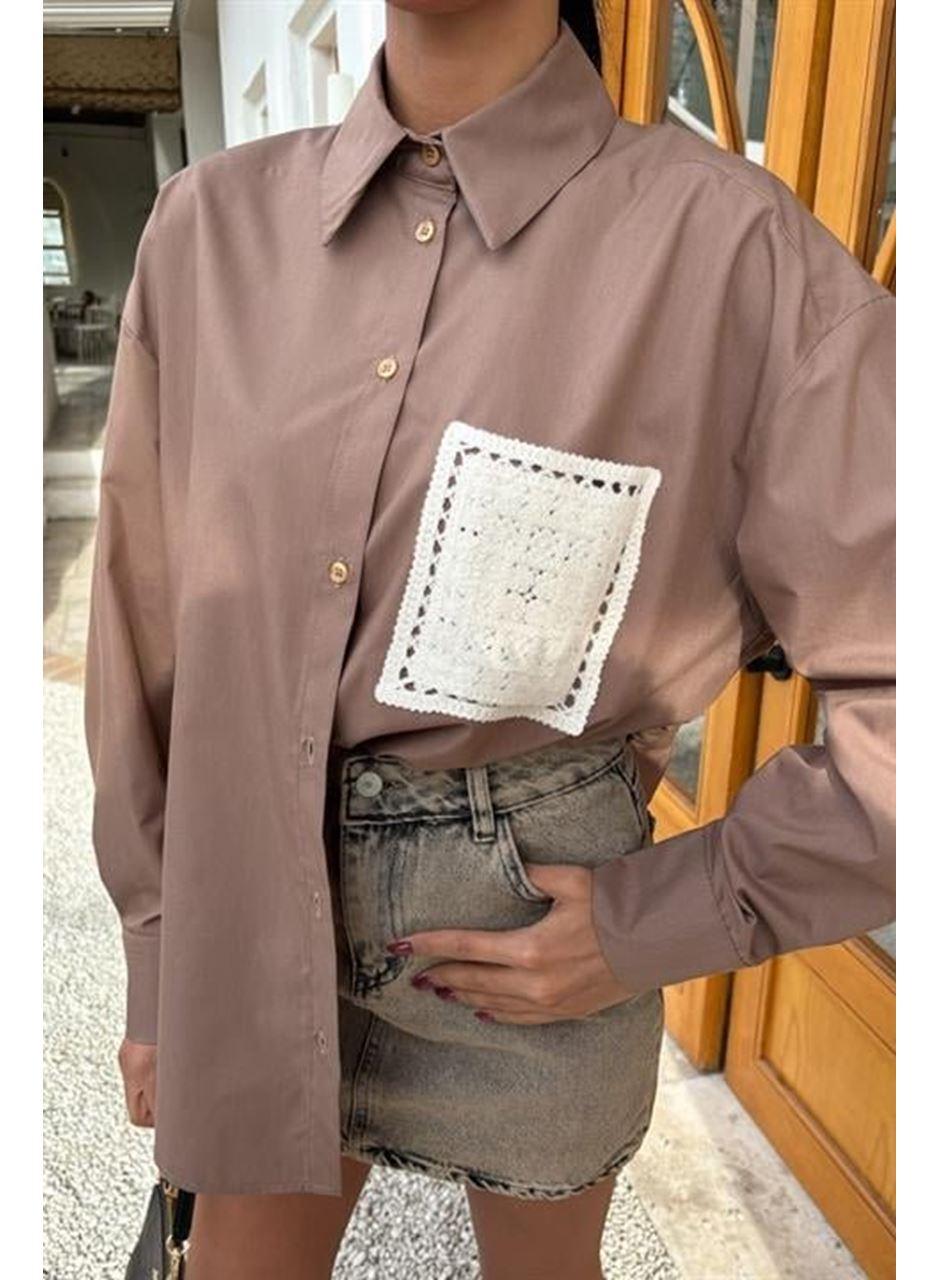 Süzine Cepli Arkası Yırtmaçlı Oversize Gömlek 3420