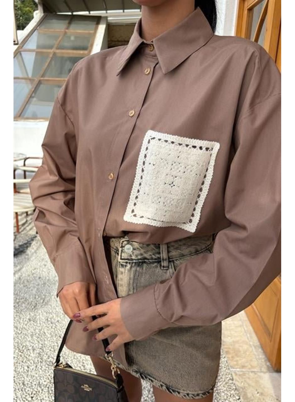 Süzine Cepli Arkası Yırtmaçlı Oversize Gömlek 3420