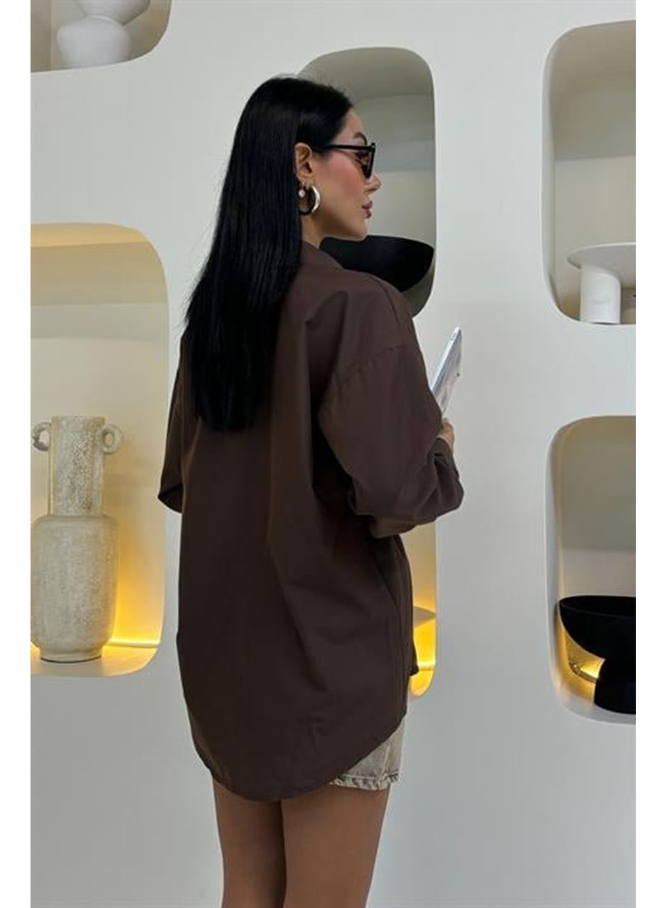 Ay Figürlü Taş İşlemeli Poplin Gömlek 3440