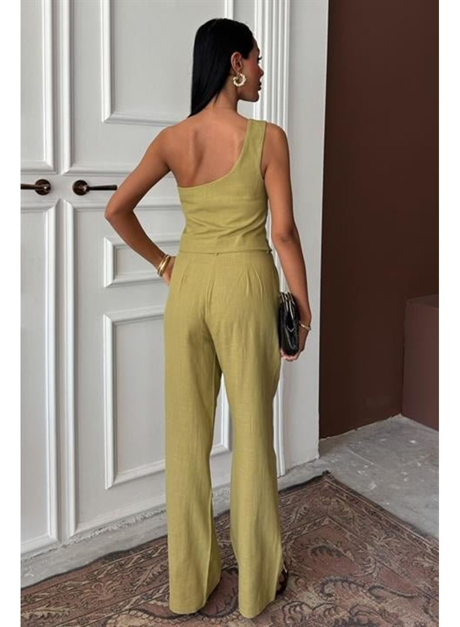 Tek Omuz Büstiyer Plazzo Pantolon Viscon Takım 10159