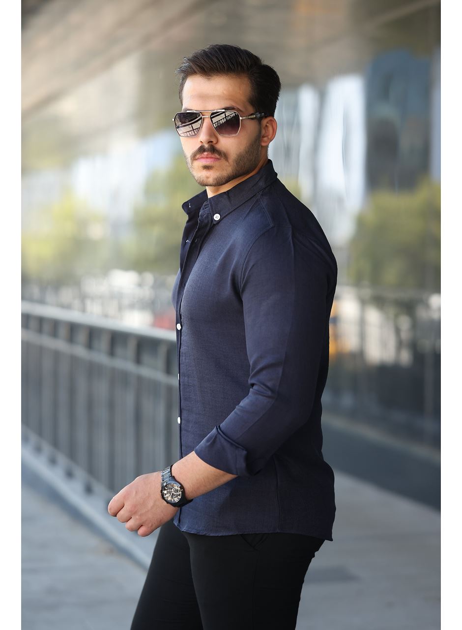 Erkek Uzun Kollu Regular Sofya Keten Gömlek