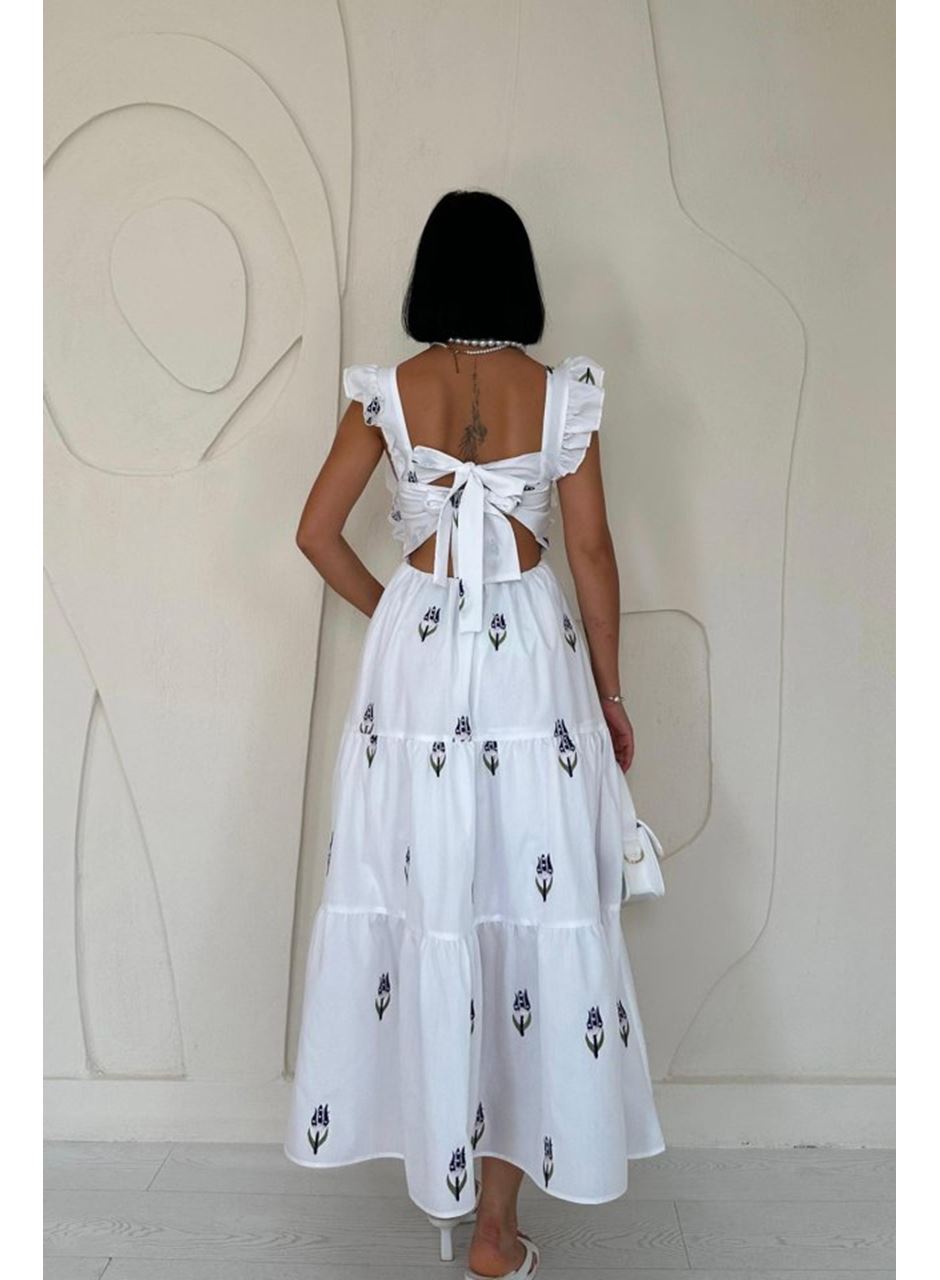 Lacivert Sıfır Kol Fırfırlı Elbise