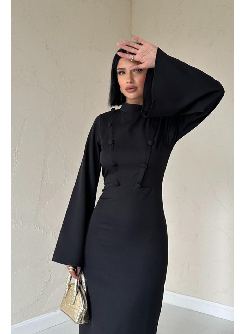 Siyah Tek Kollu Elbise