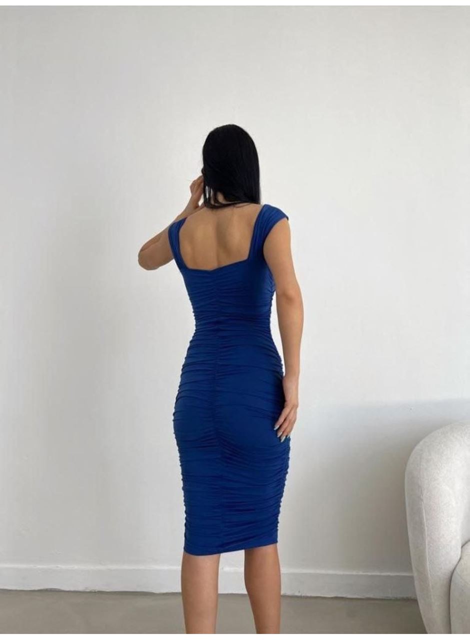 Kadın Sendy Kumaş Kalın Askılı Midi Boy Elbise