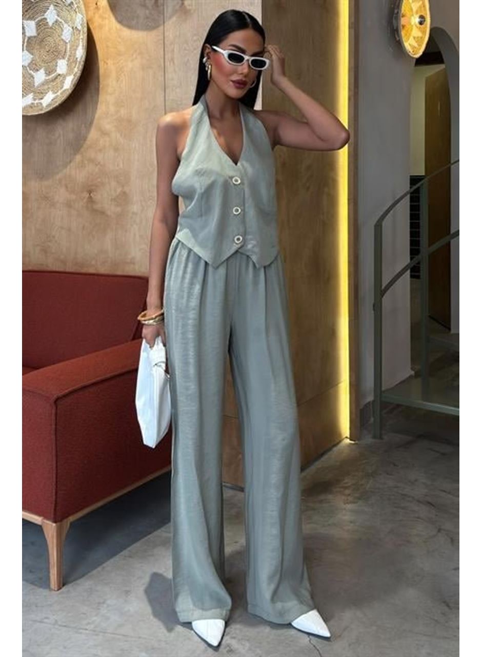 Halter Yaka Yelekli Modal Takım 10144