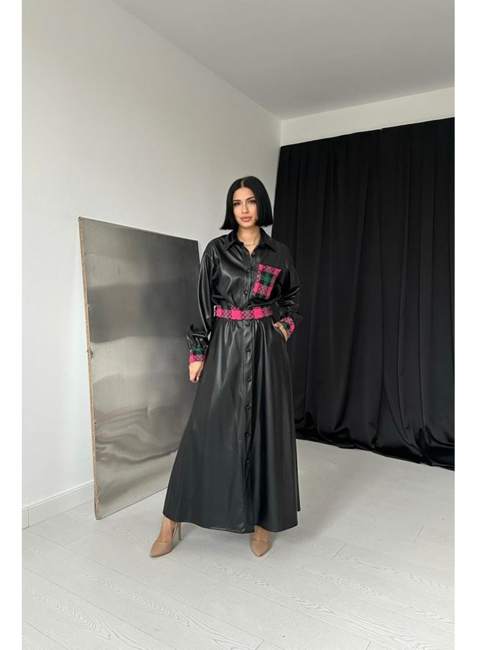 Siyah Garnili Etekli Deri Takım