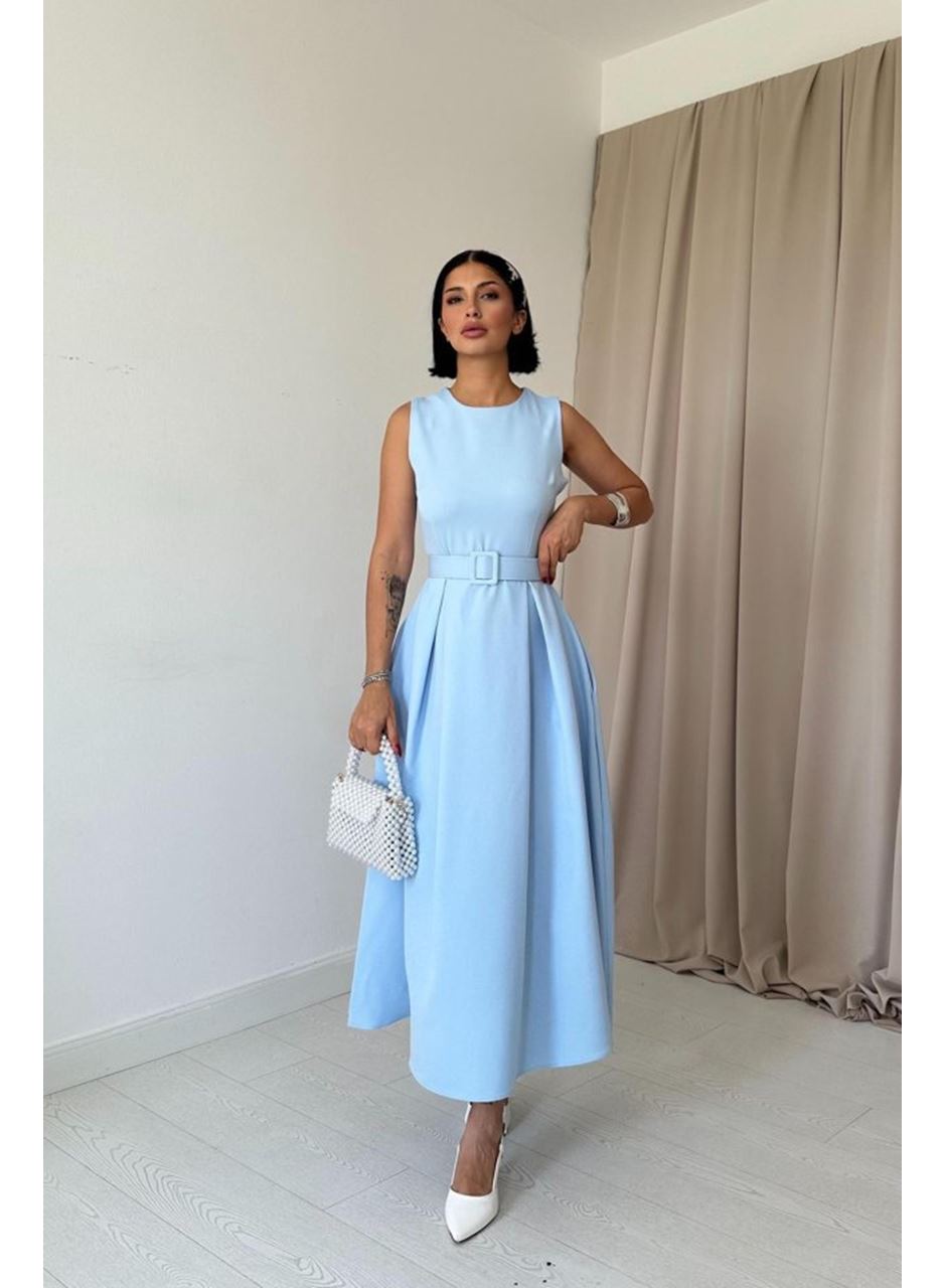 Bebe Mavi Halter Yaka Kloş Elbise