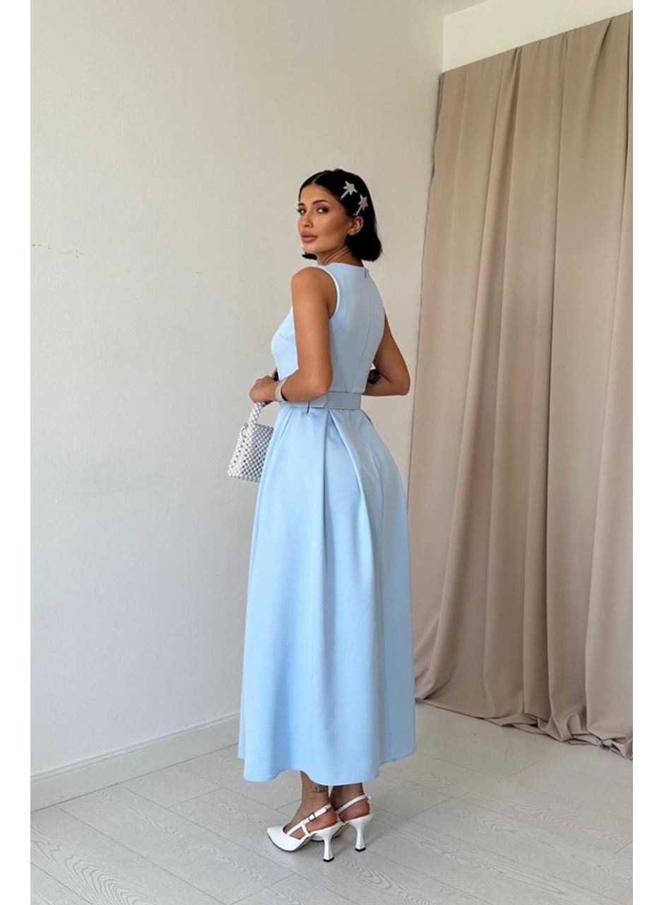 Bebe Mavi Halter Yaka Kloş Elbise