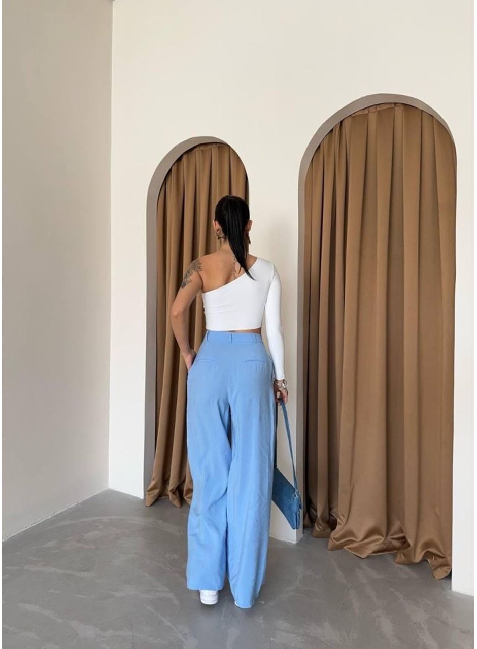 PİLE VE CEP KAPAK DEYALI SALAŞ PANTOLON - Mavi