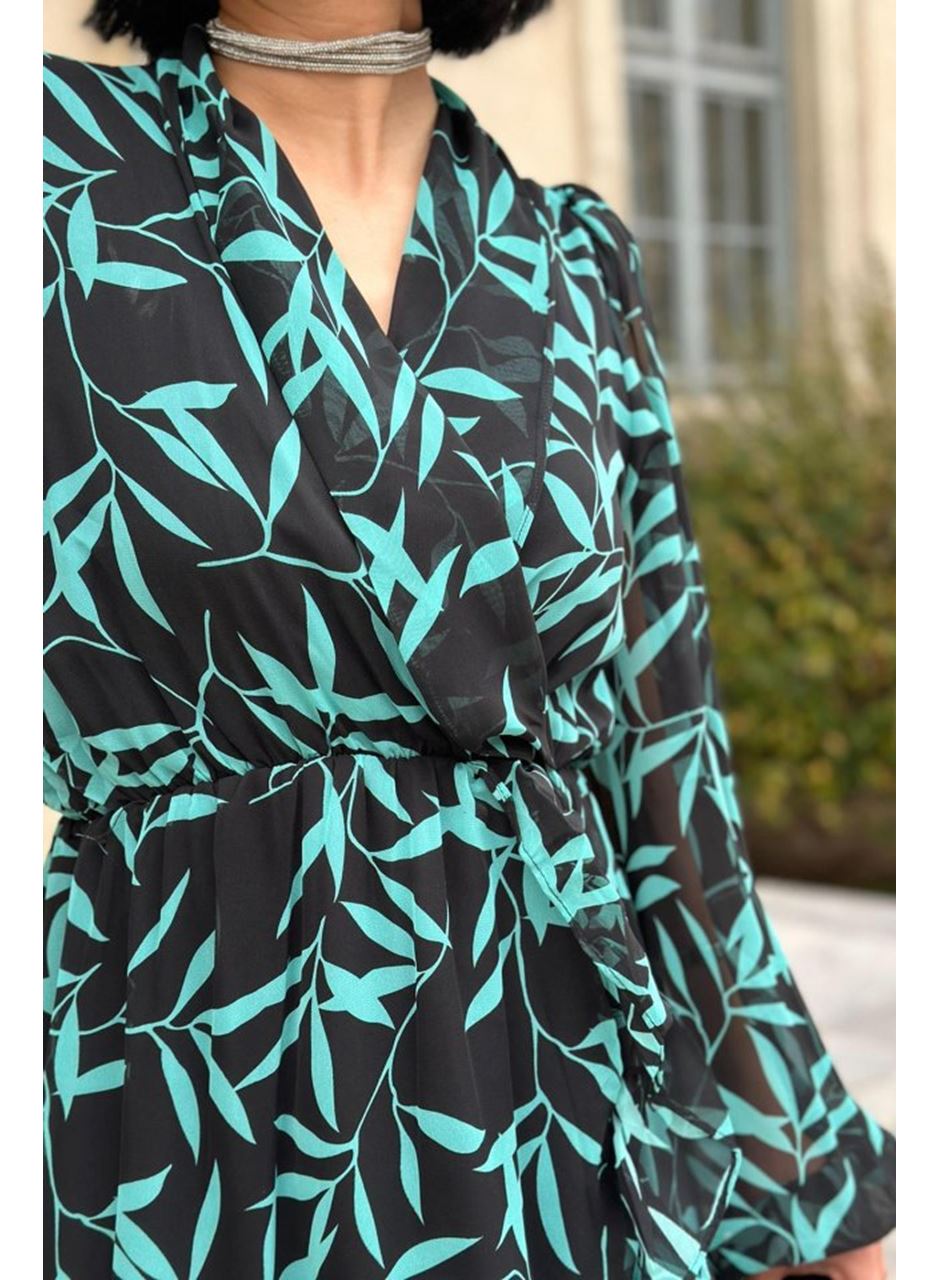 Desenli Desenli Fırfırlı Elbise