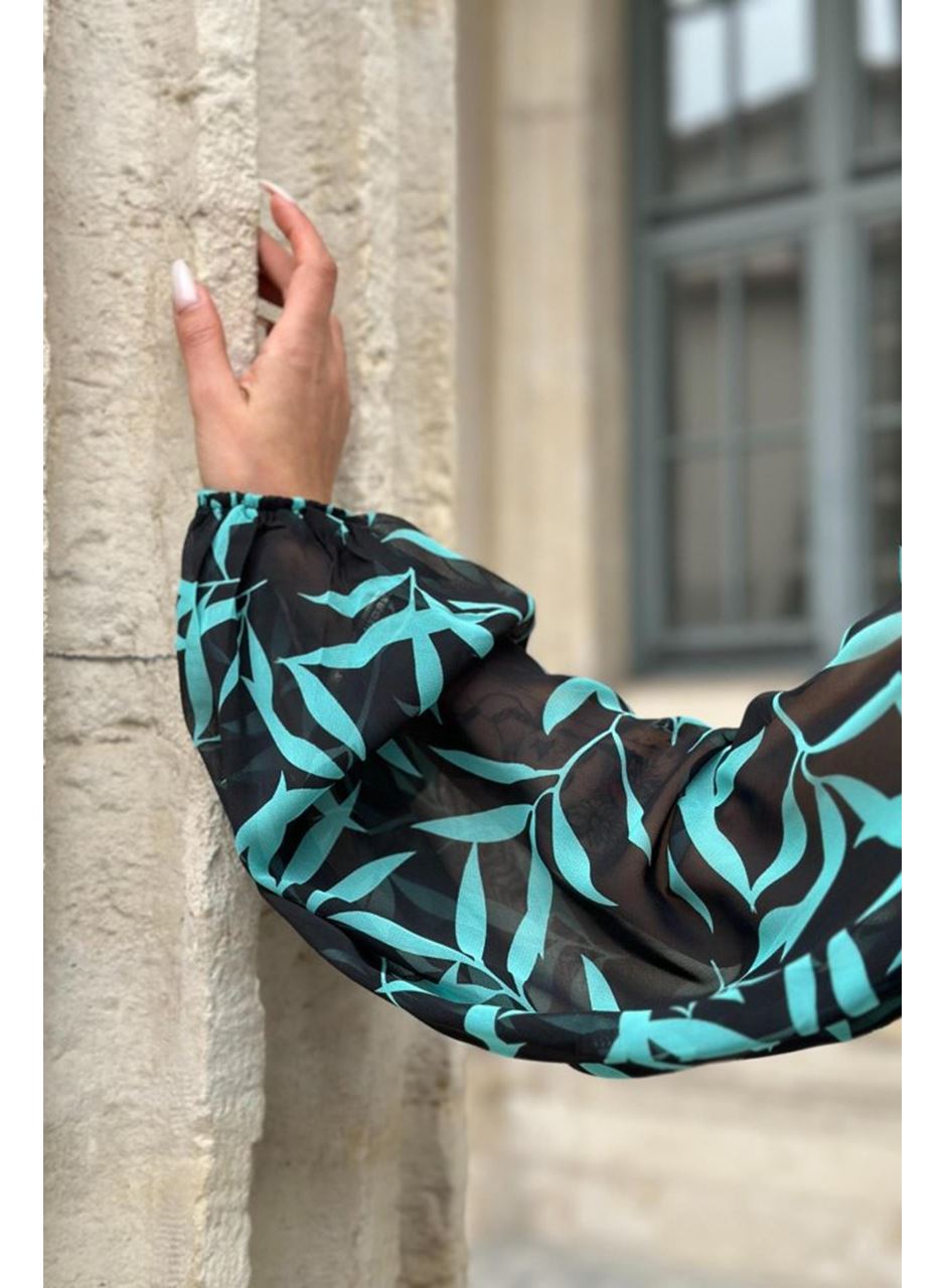 Desenli Desenli Fırfırlı Elbise