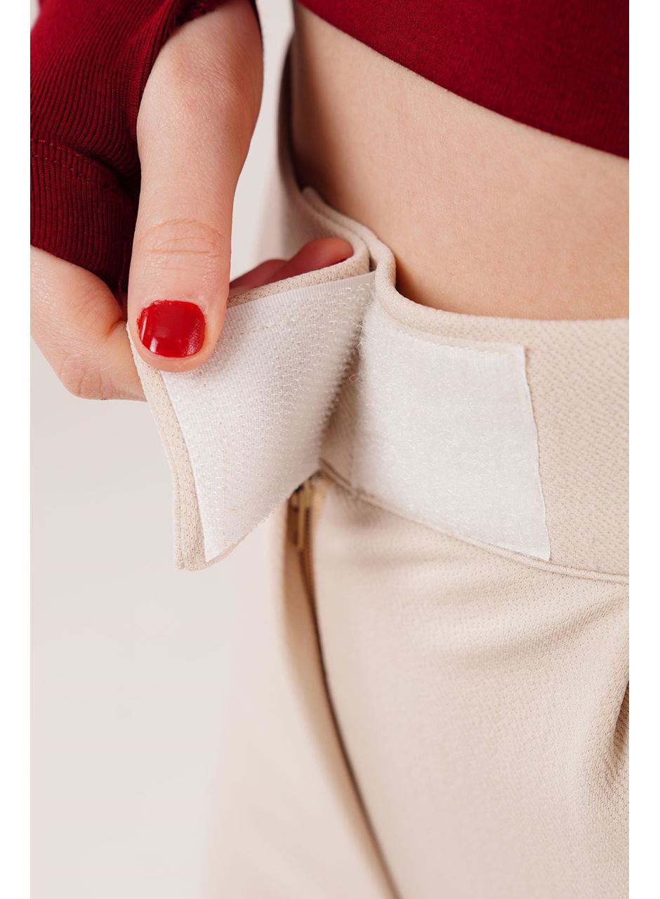 Cırt Kapama Detaylı Krem Pantolon