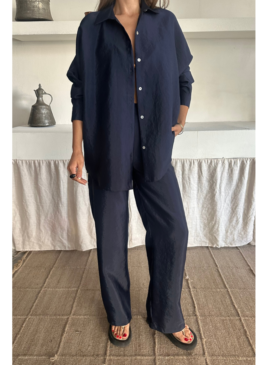 GÖMLEK-PANTOLON TAKIM CUPRA KUMAŞ - Lacivert