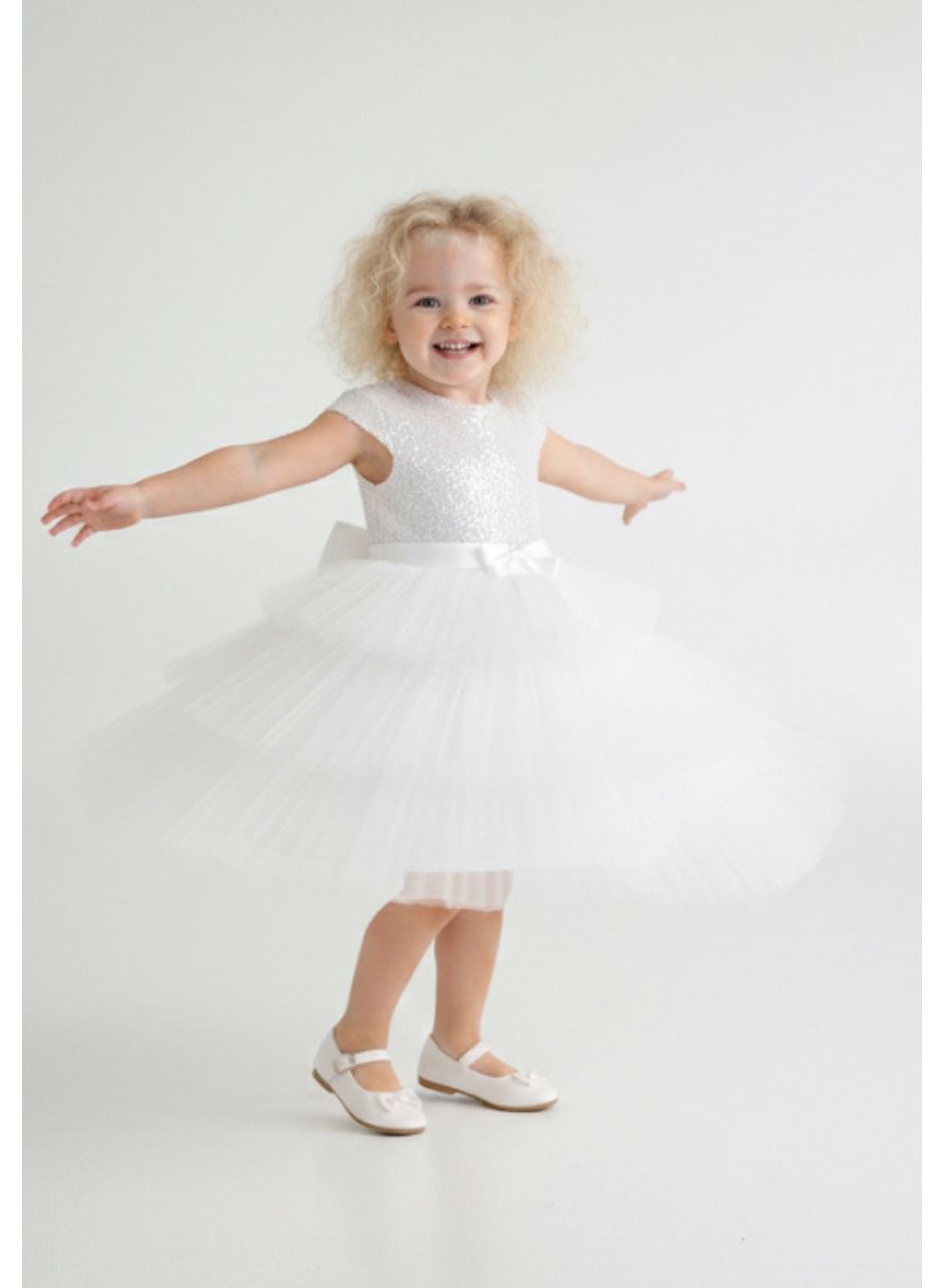 441634 KIZ ÇOCUK PULLU TÜLLÜ ELBİSE BEYAZ