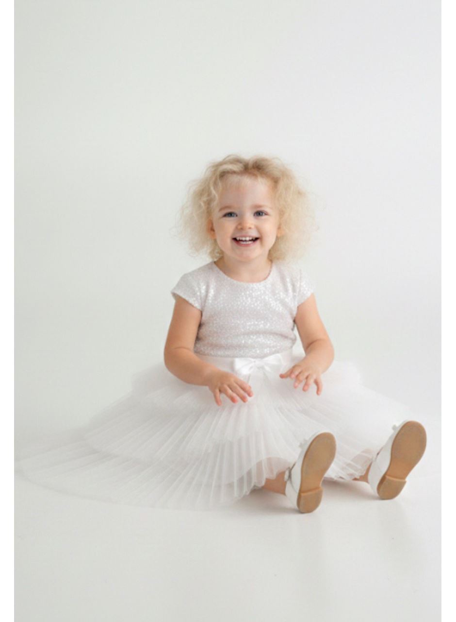 441634 KIZ ÇOCUK PULLU TÜLLÜ ELBİSE BEYAZ