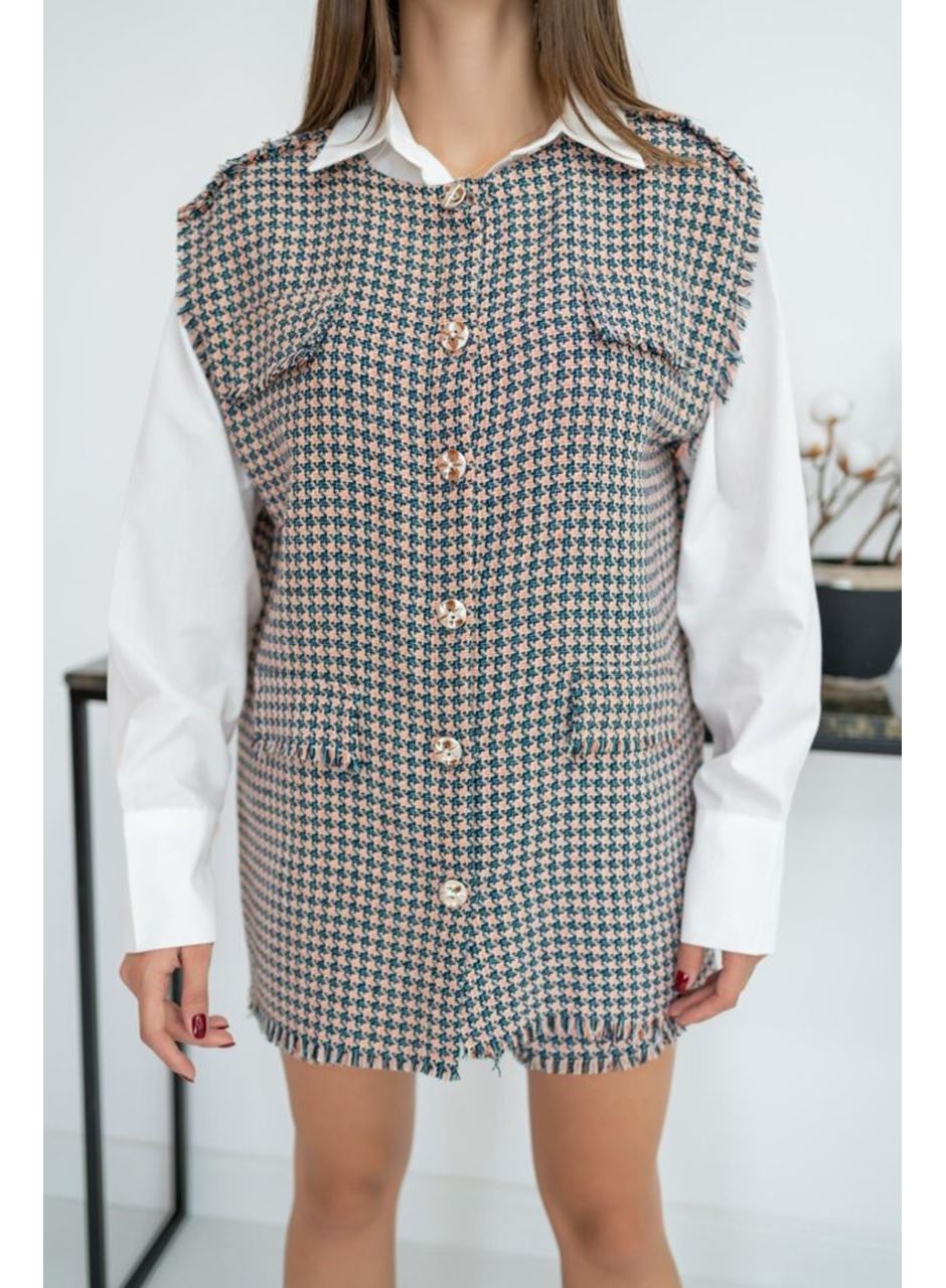 Mavi Kazayağı Desenli Yelek Ve Şort Takım