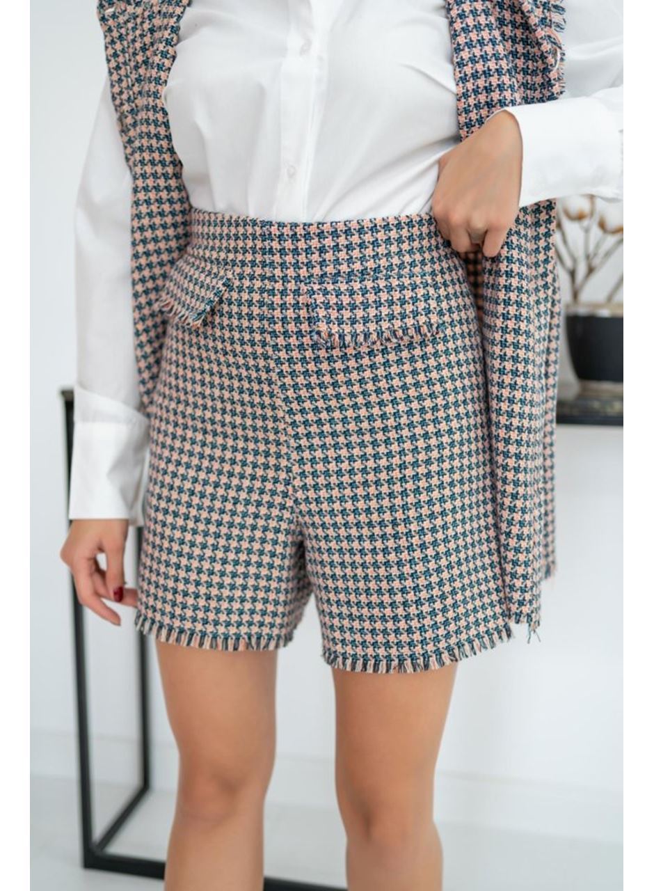 Mavi Kazayağı Desenli Yelek Ve Şort Takım