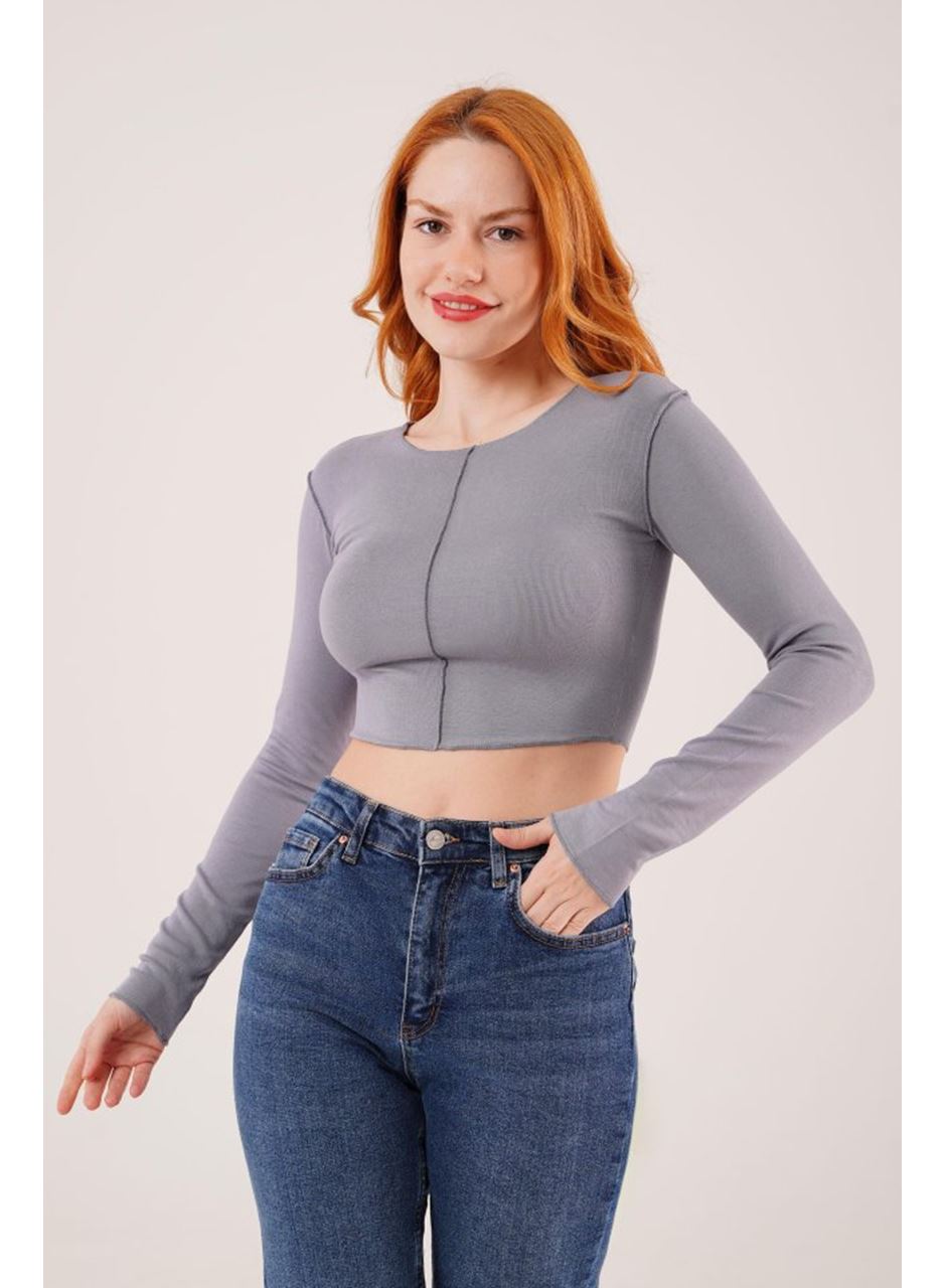 Ters Dikişli Basic Antrasit Body Bluz