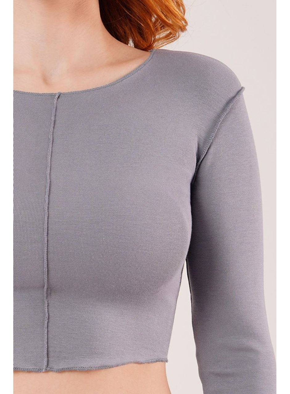 Ters Dikişli Basic Antrasit Body Bluz