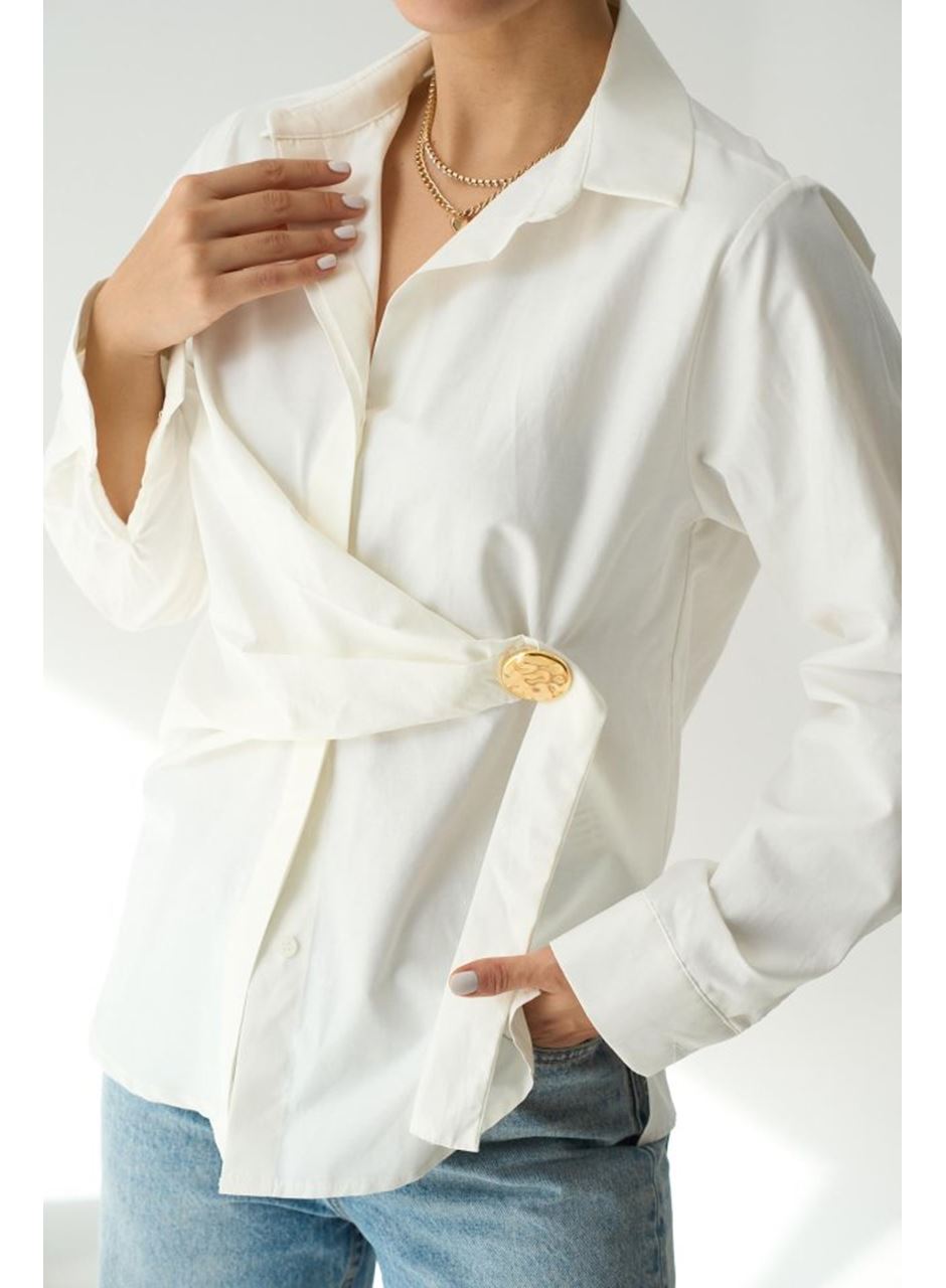 Bağlamalı Gömlek - Ekru