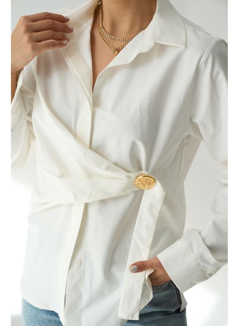 Bağlamalı Gömlek - Ekru