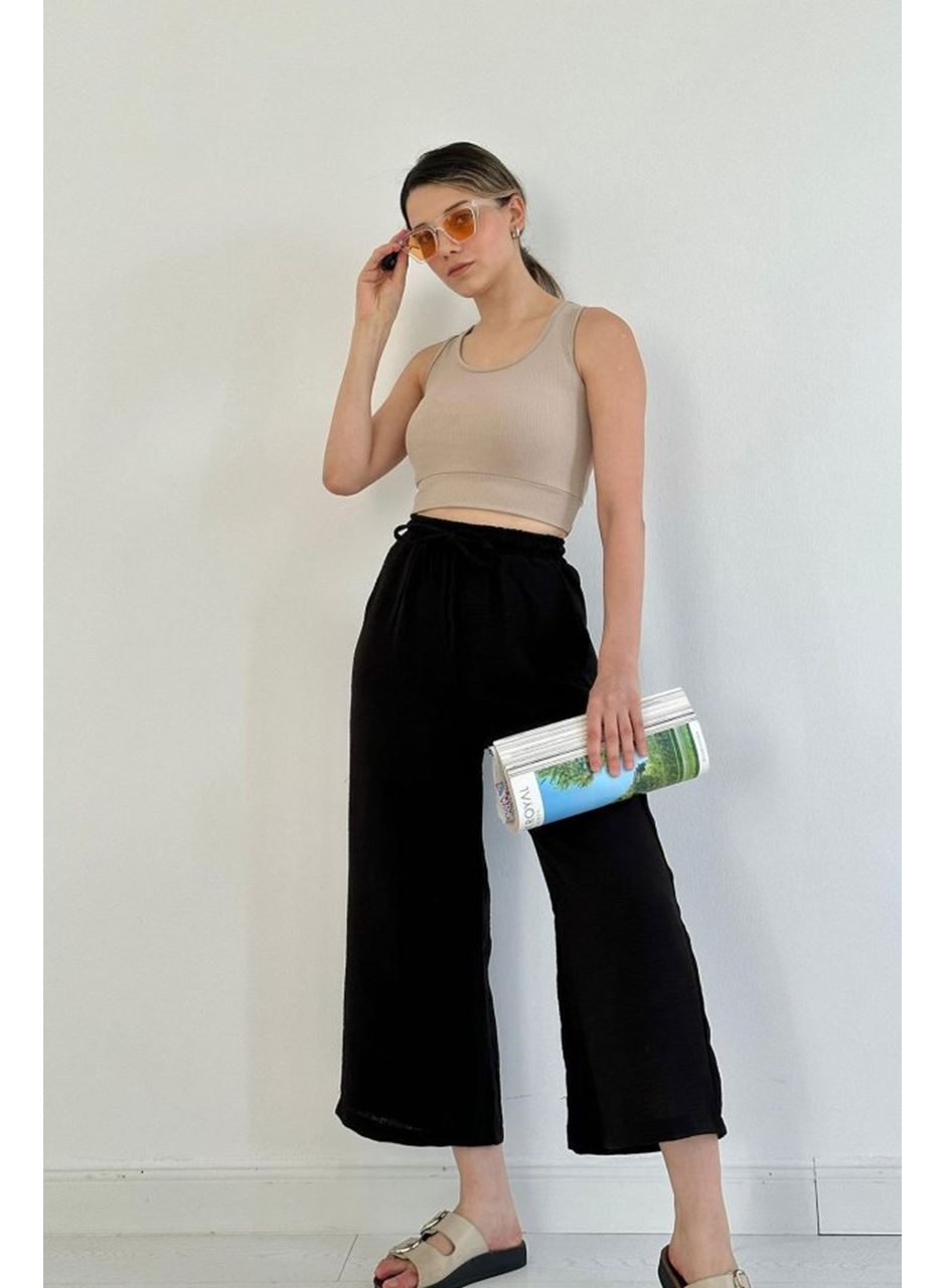 Siyah Keten Pantolon